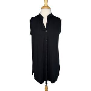 EILEEN FISHER Black Viscose Button Up Sleeveless Blouse Top Size Small #R16VFF